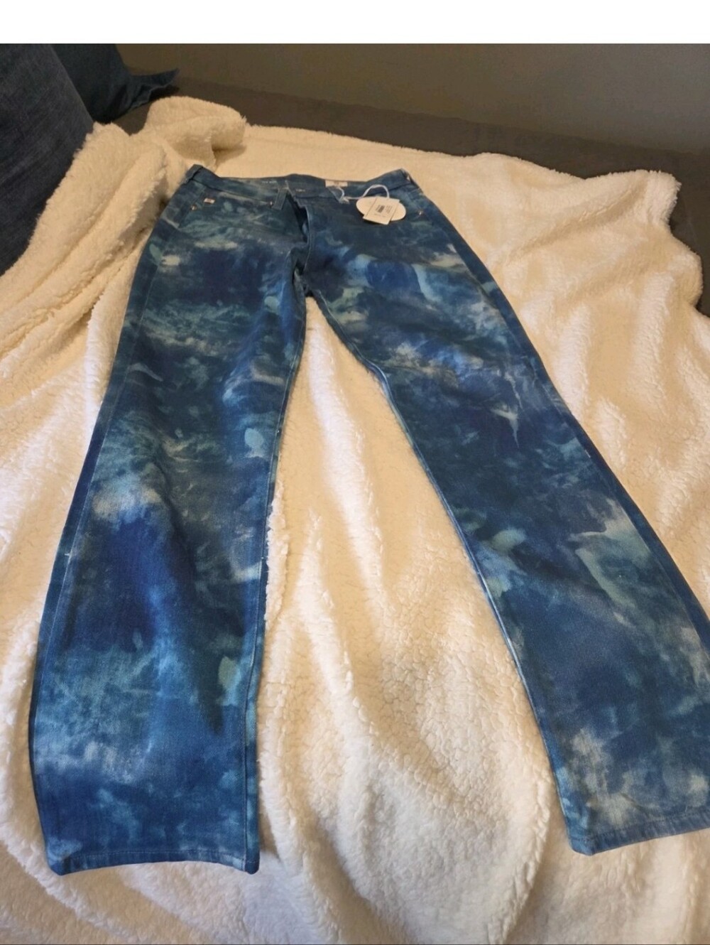 Ag Adriano Goldschmied Blue Tie-Dye Flare Jeans